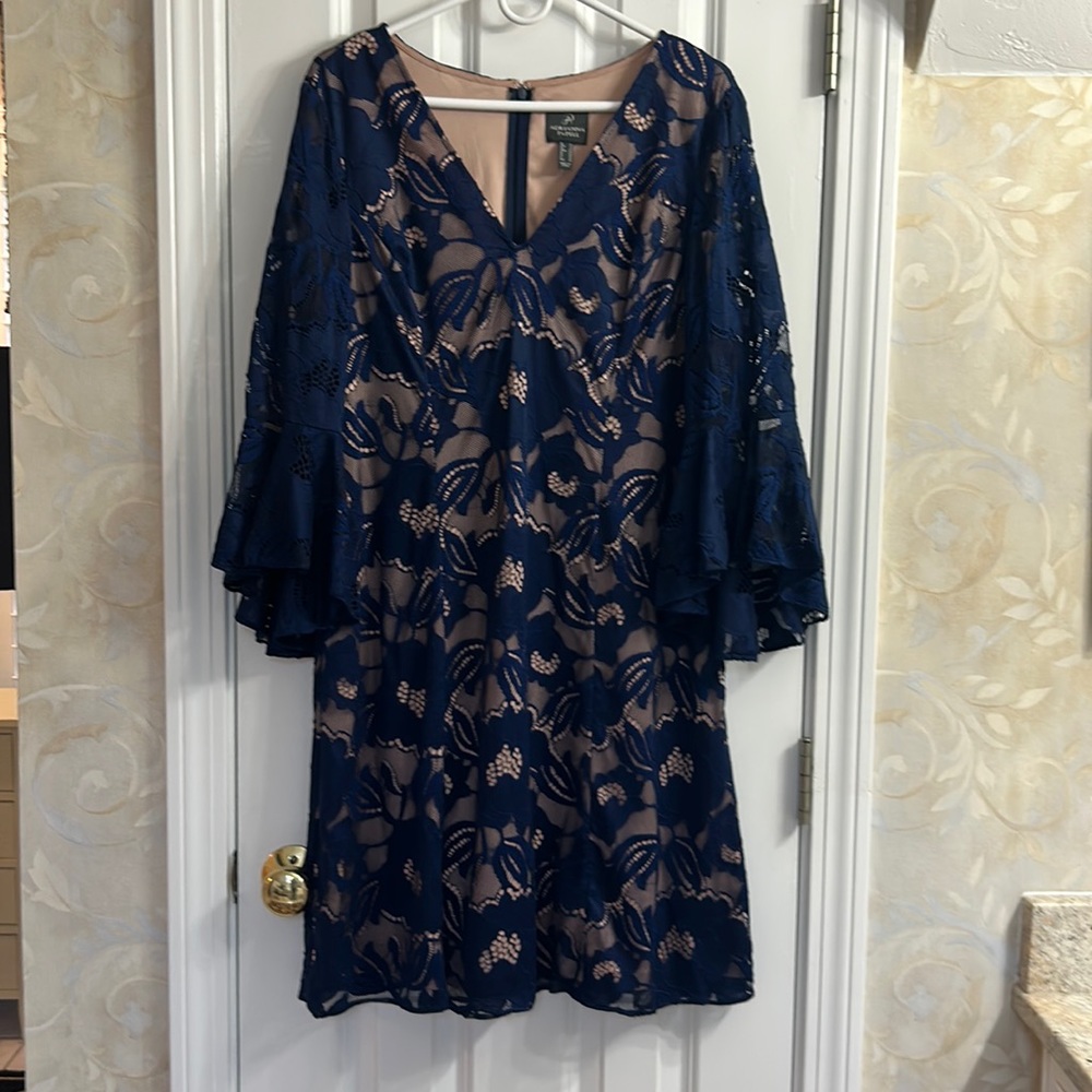 Adrianna Papell Navy Blue Lace Dress